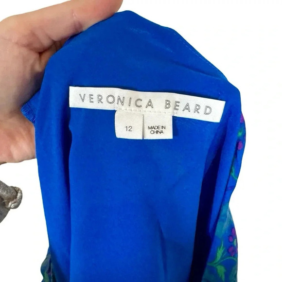 Veronica Beard Lyric One-Shoulder 100% Silk Top in Cobalt Multi Floral - Picture 10 of 14